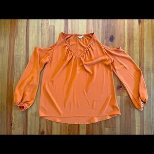 Orange Cold Shoulder Blouse